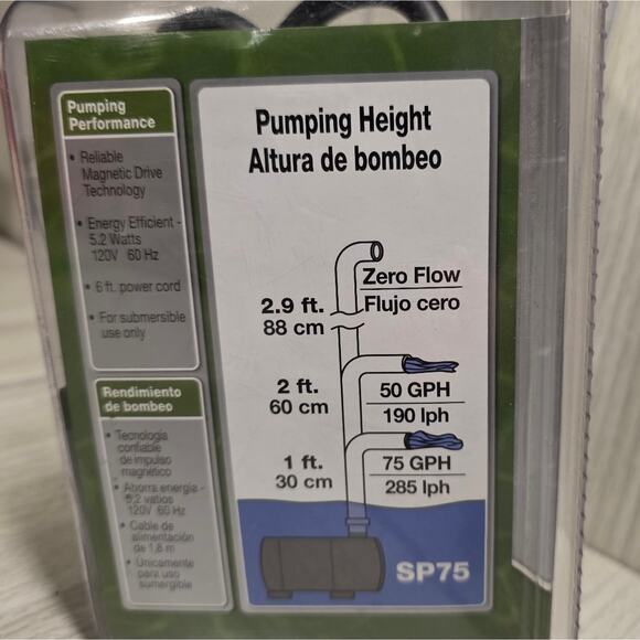 Tetra Pond Statuary Pump 75 GPH Powers Small And Tabletop Fountains Fish Water - Picture 6 of 7